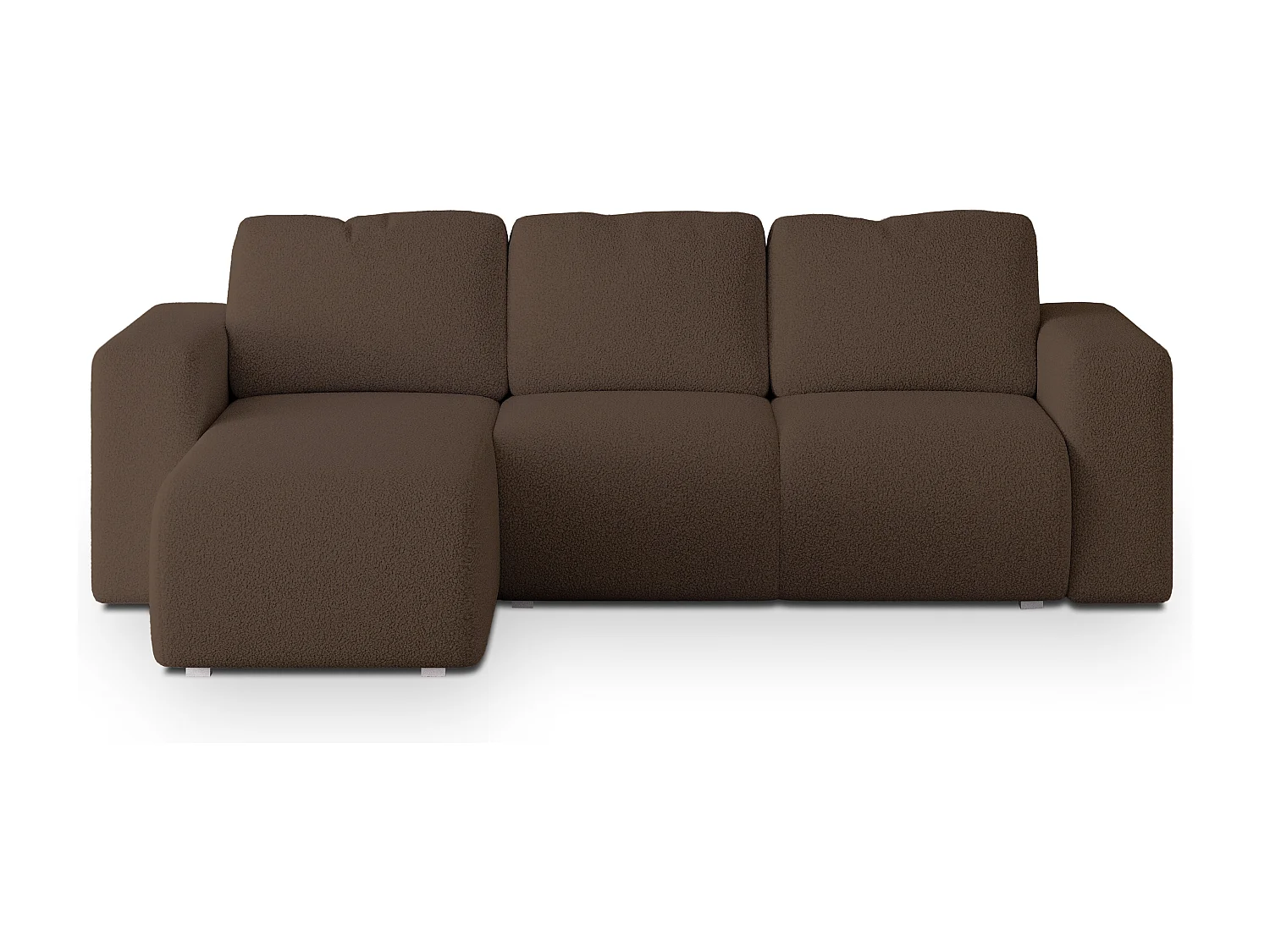 Canapé d'angle RINOVA en velours avec fonction couchage Marron
