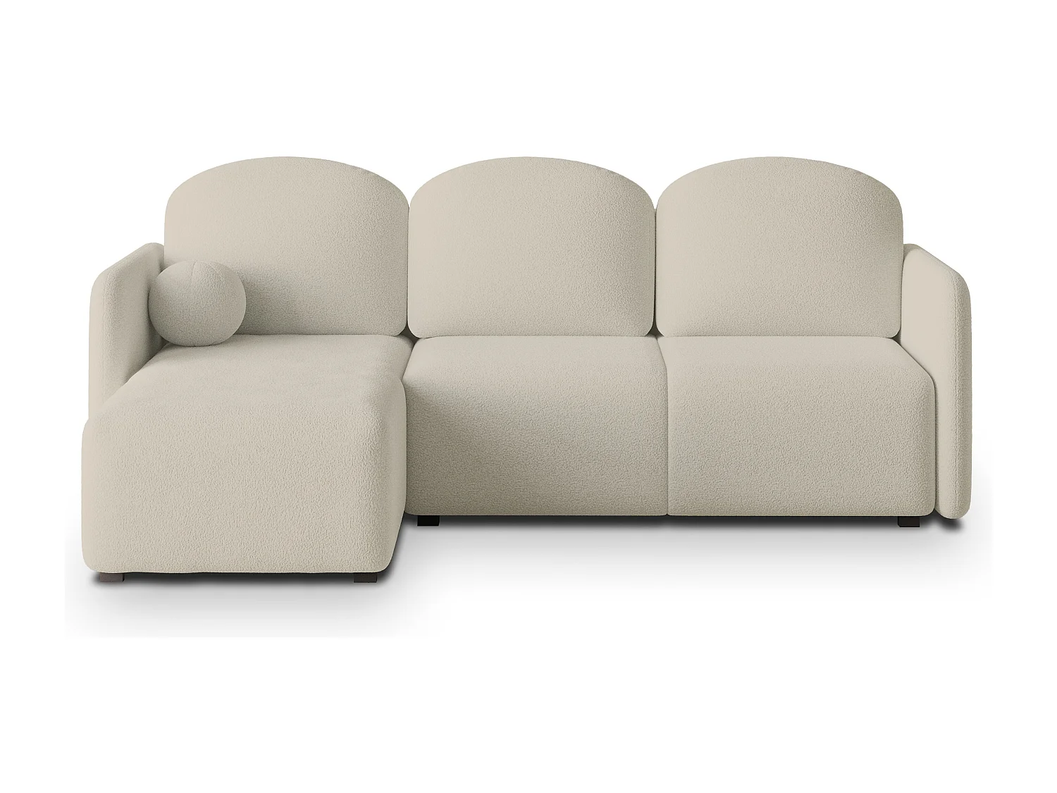 Canapé d'angle SUVINO en velours avec fonction couchage Crème