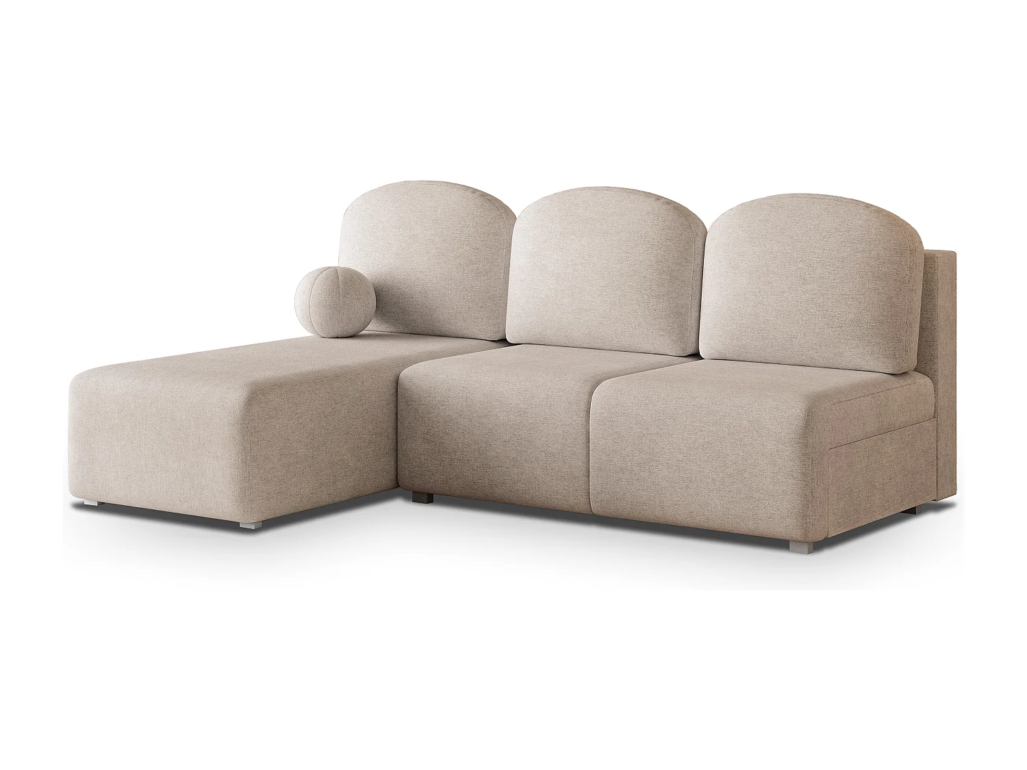 Hoekbank TRAMA van fluweel met slaapfunctie Beige