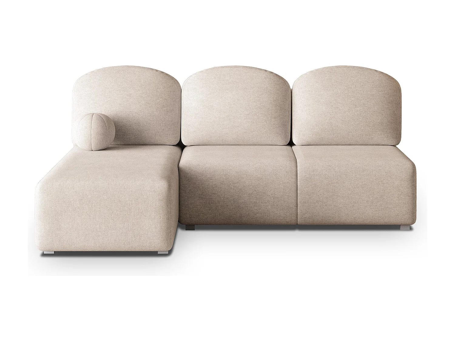 Hoekbank TRAMA van fluweel met slaapfunctie Beige