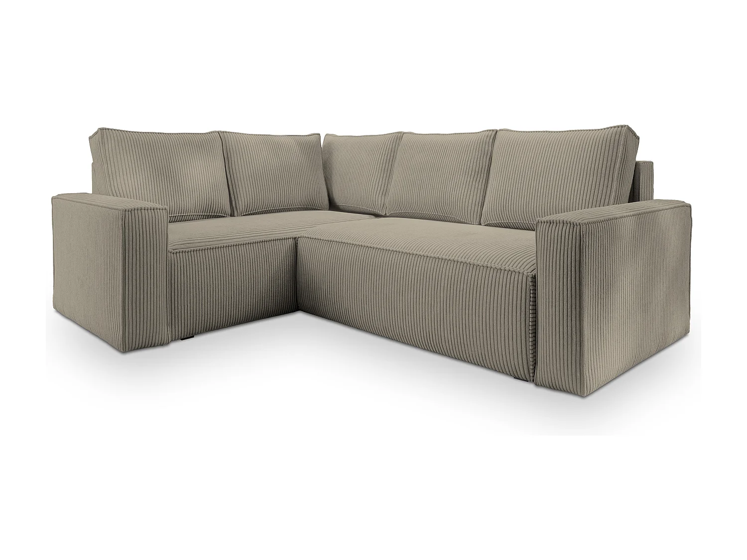 Hoekbank ESTANO van fluweel met slaapfunctie Beige