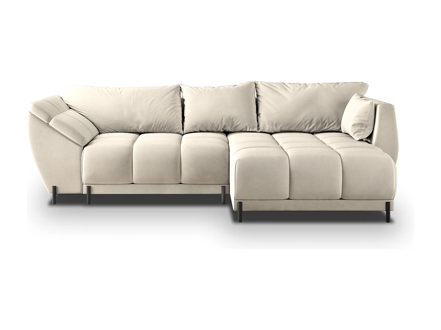 Canapé d'angle VESTANO en velours avec fonction couchage Crème
