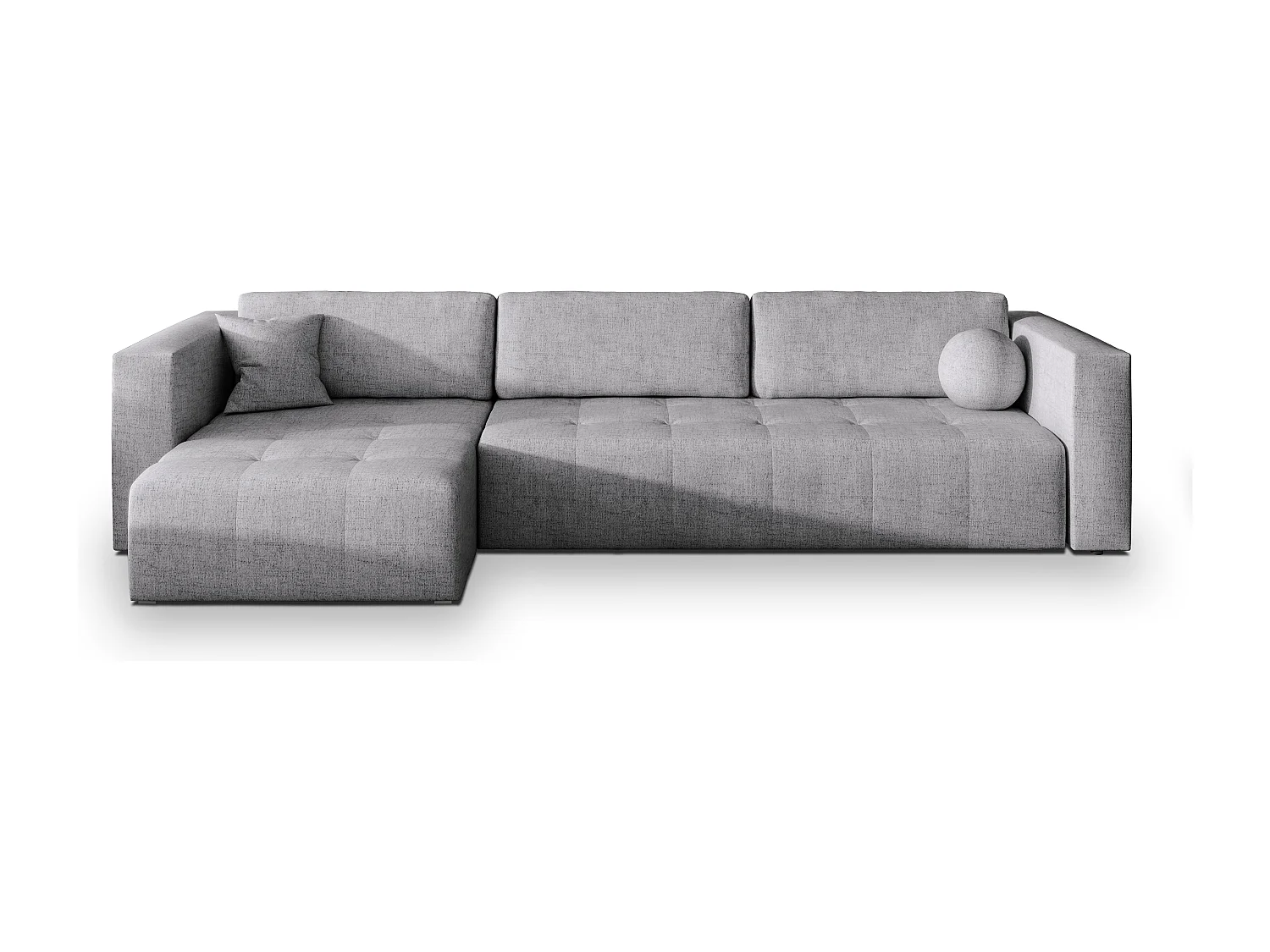 Canapé d'angle OLVERA en velours avec fonction couchage Gris clair