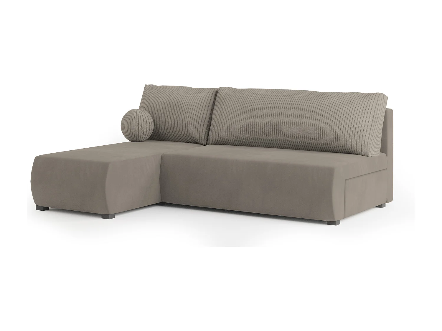 Hoekbank PARVELO van fluweel met slaapfunctie Beige