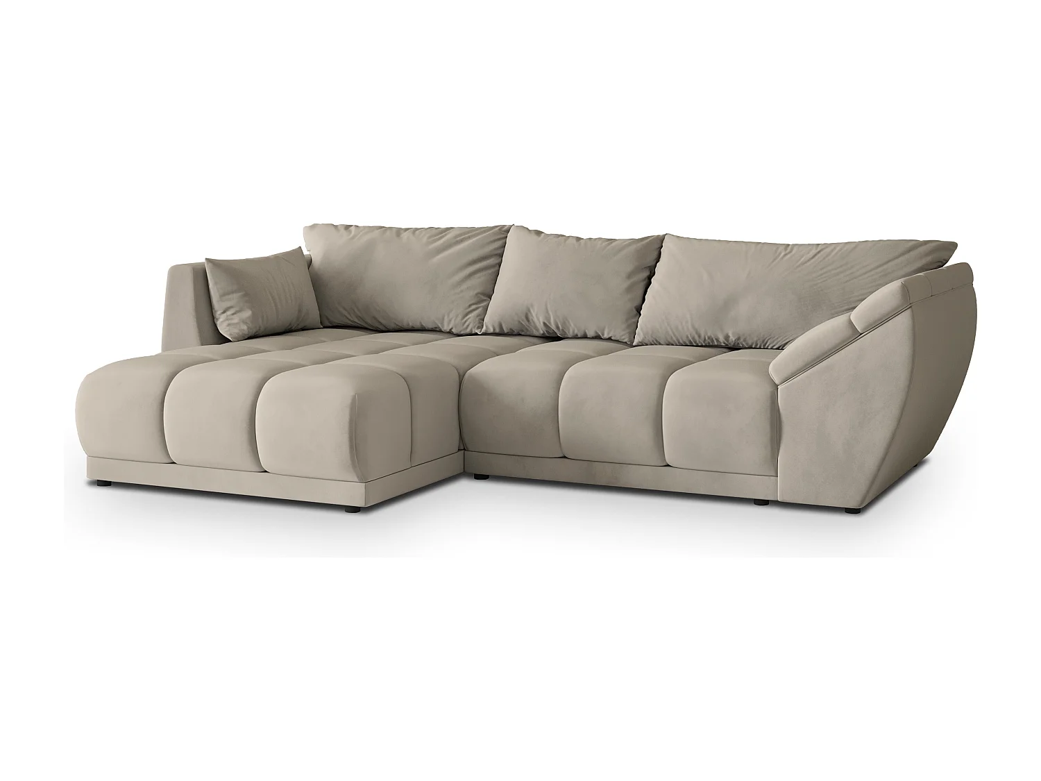 Hoekbank ORENTI van fluweel met slaapfunctie Beige