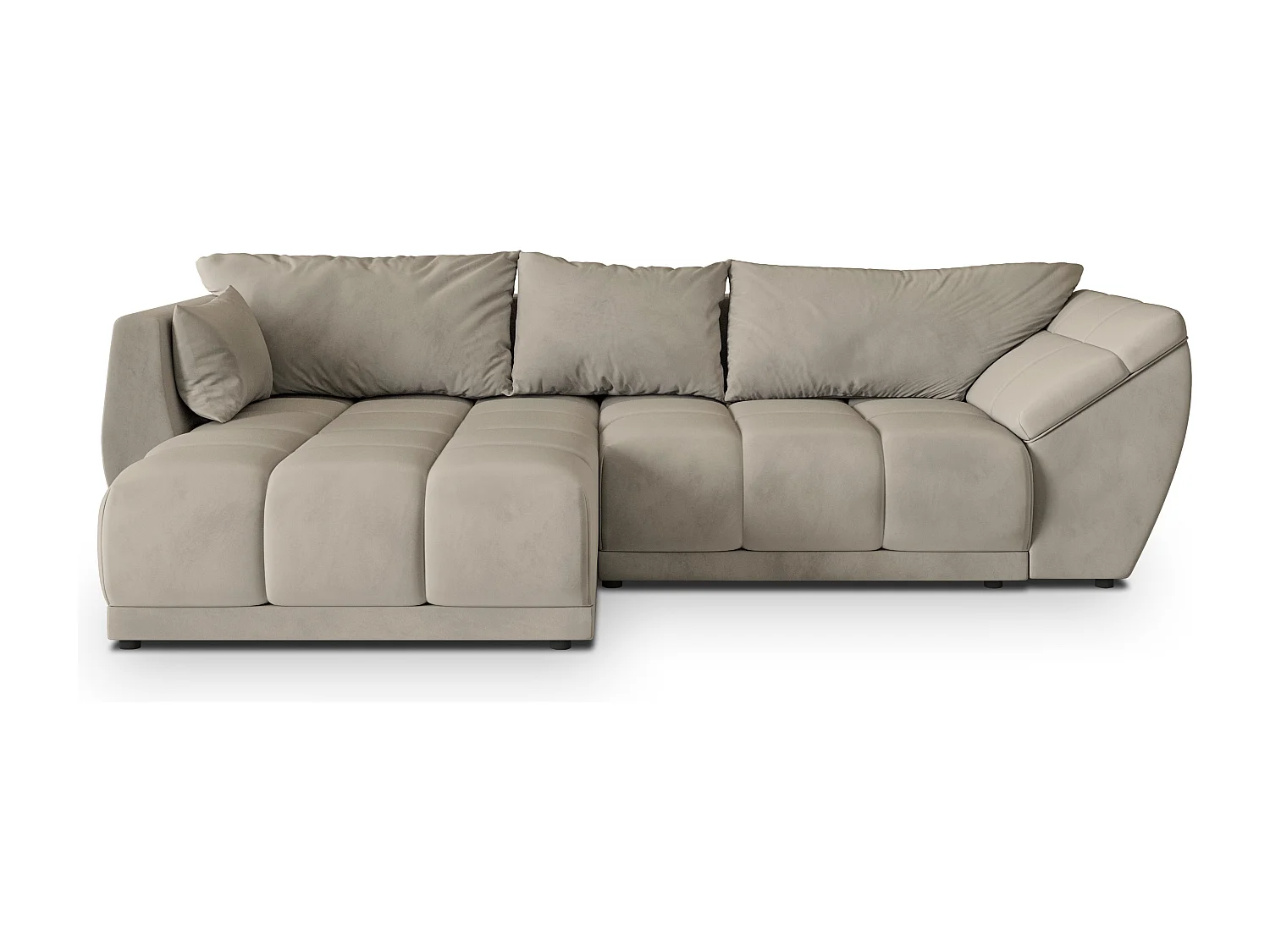 Hoekbank ORENTI van fluweel met slaapfunctie Beige