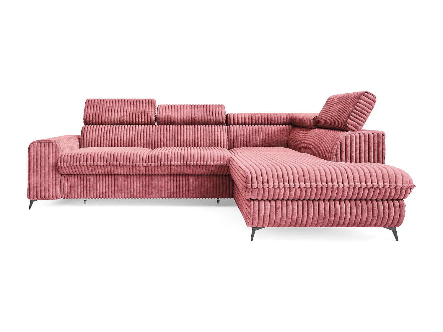 Hoekbank VELISS van fluweel met slaapfunctie Rosa