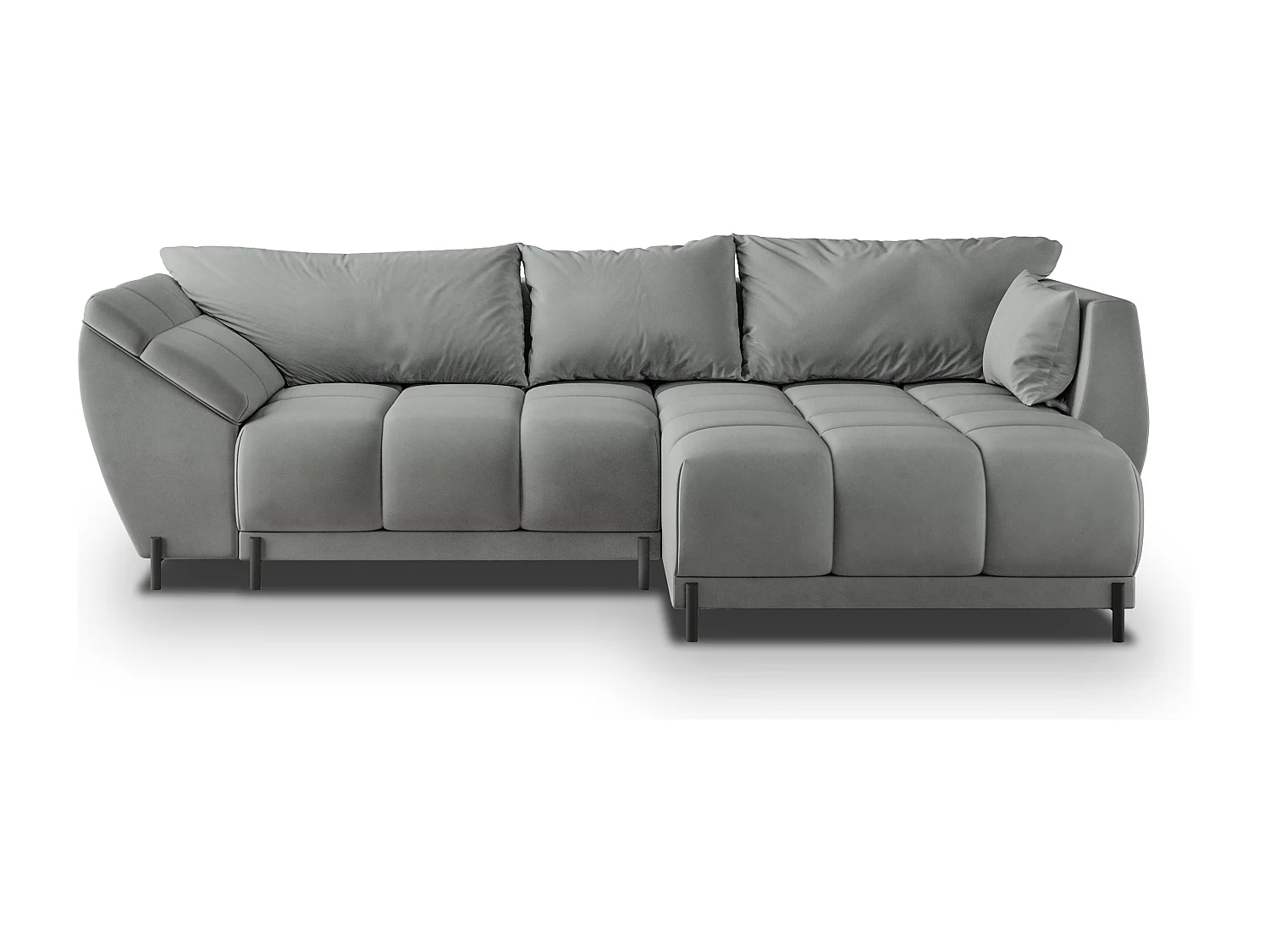 Canapé d'angle VESTANO en velours avec fonction couchage Gris