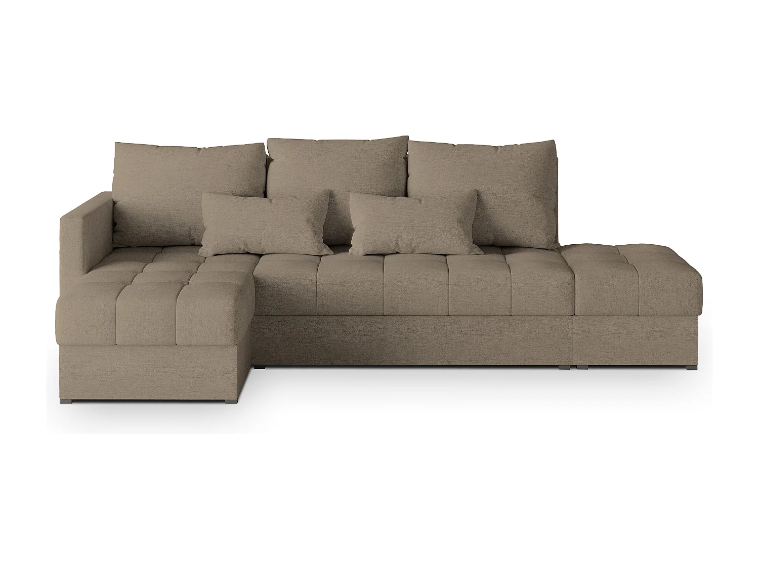 Canapé d'angle LUMARI en velours avec fonction couchage Marron