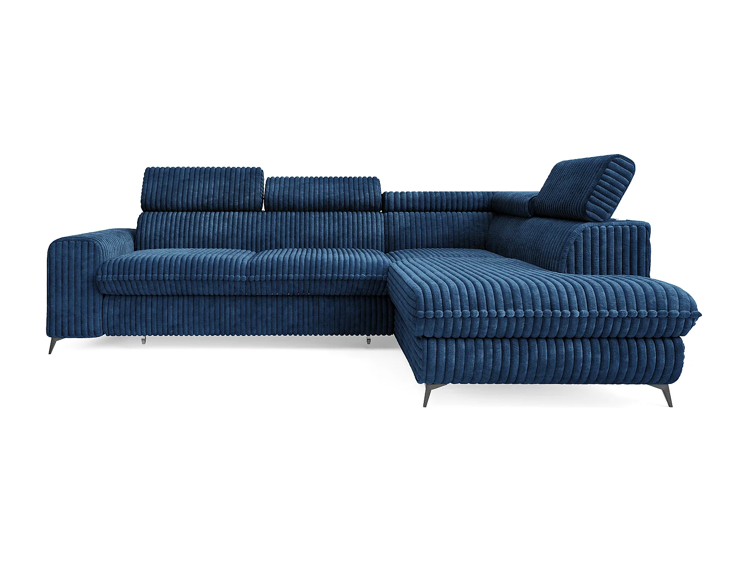 Hoekbank VELISS van fluweel met slaapfunctie Blau