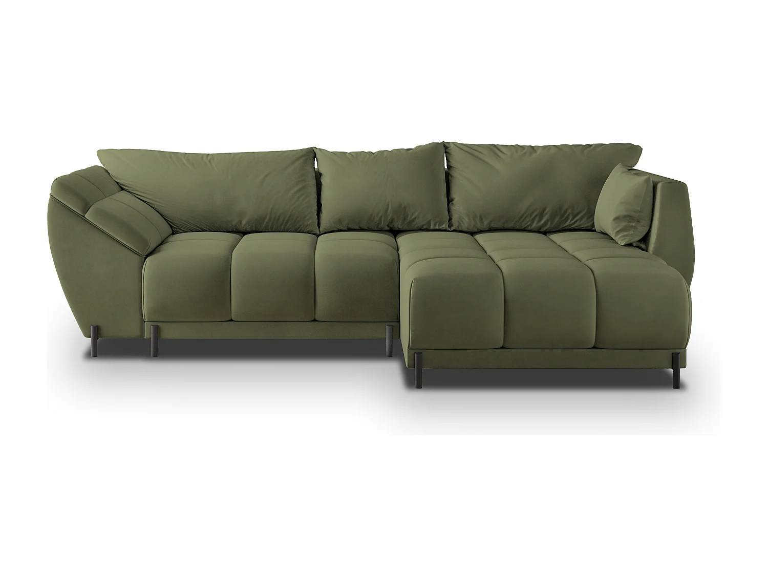 Canapé d'angle VESTANO en velours avec fonction couchage Vert