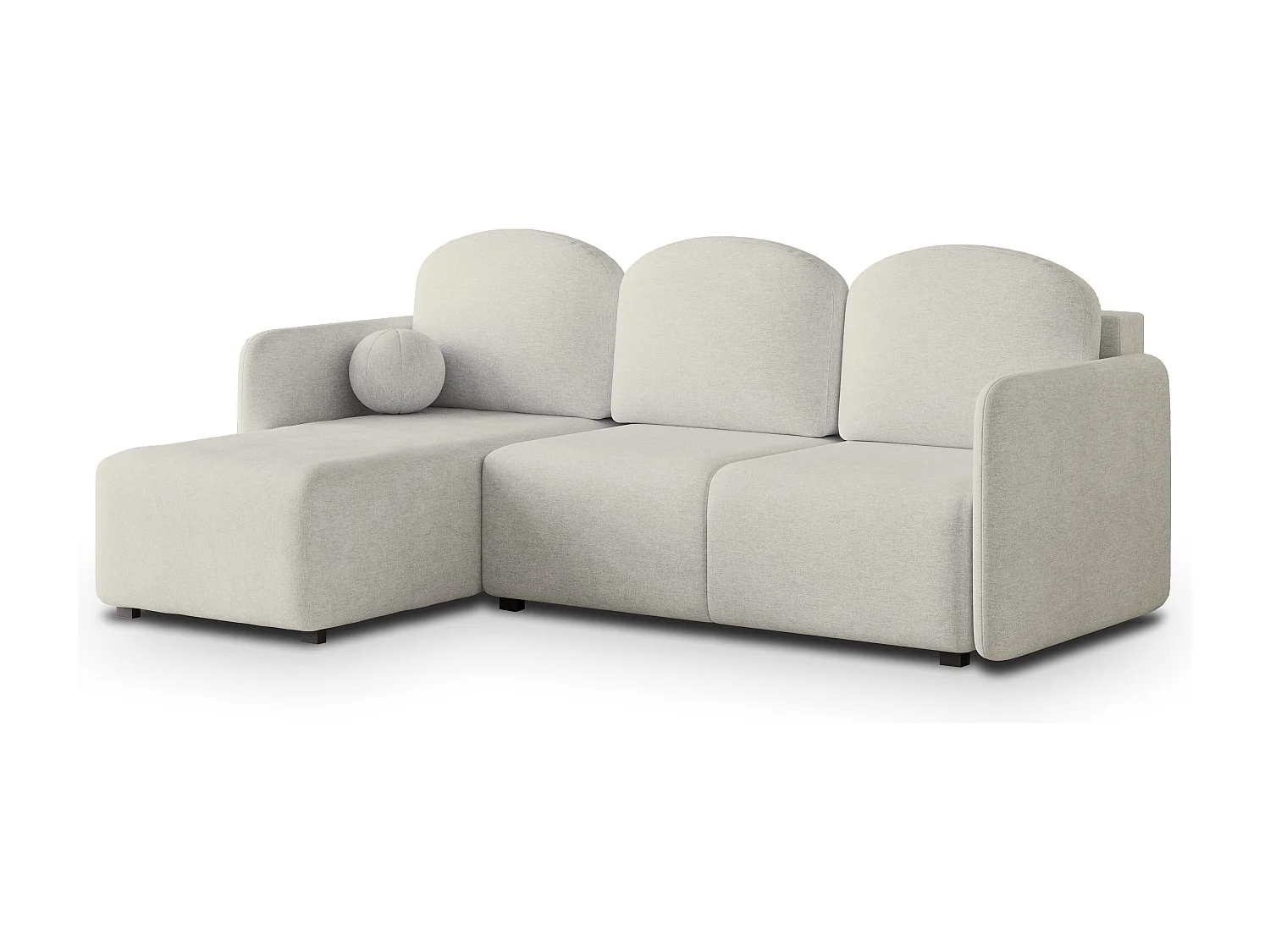 Hoekbank SUVINO van fluweel met slaapfunctie Creme
