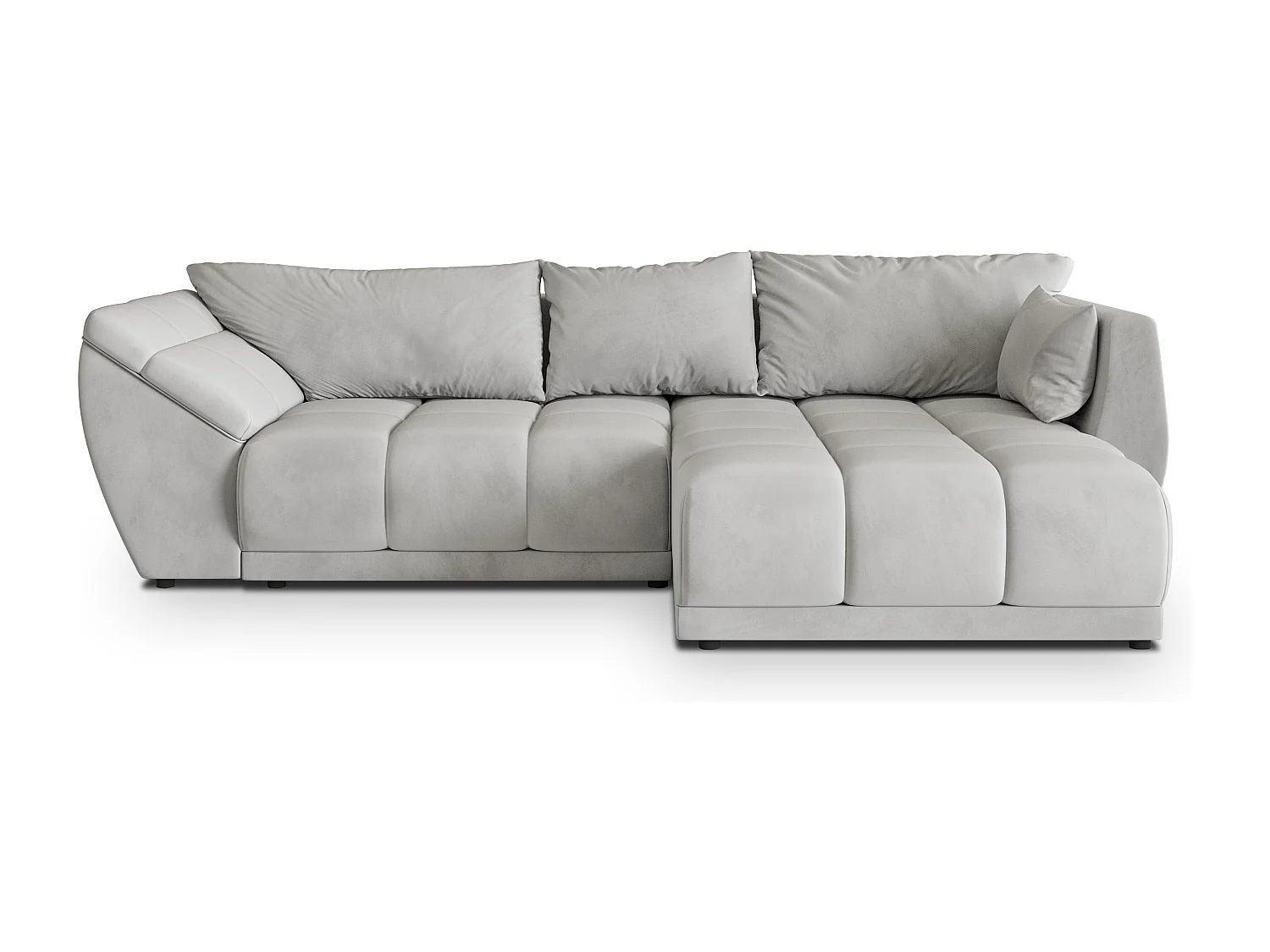 Canapé d'angle ORENTI en velours avec fonction couchage Gris clair