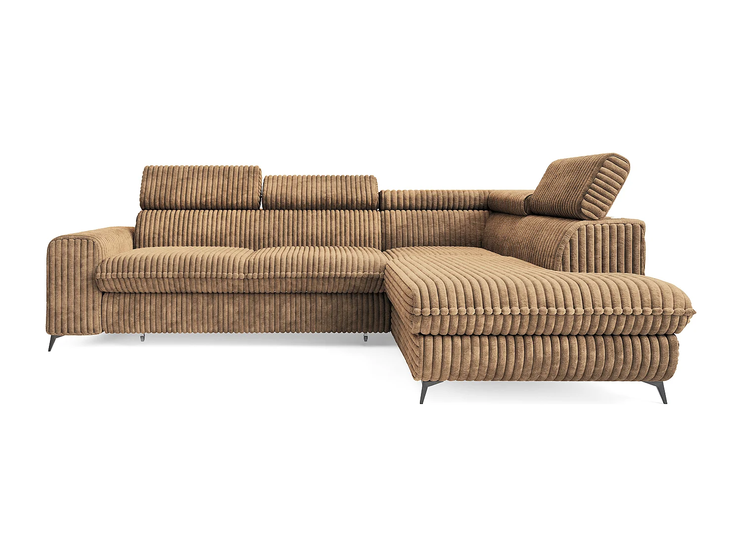 Hoekbank VELISS van fluweel met slaapfunctie Beige