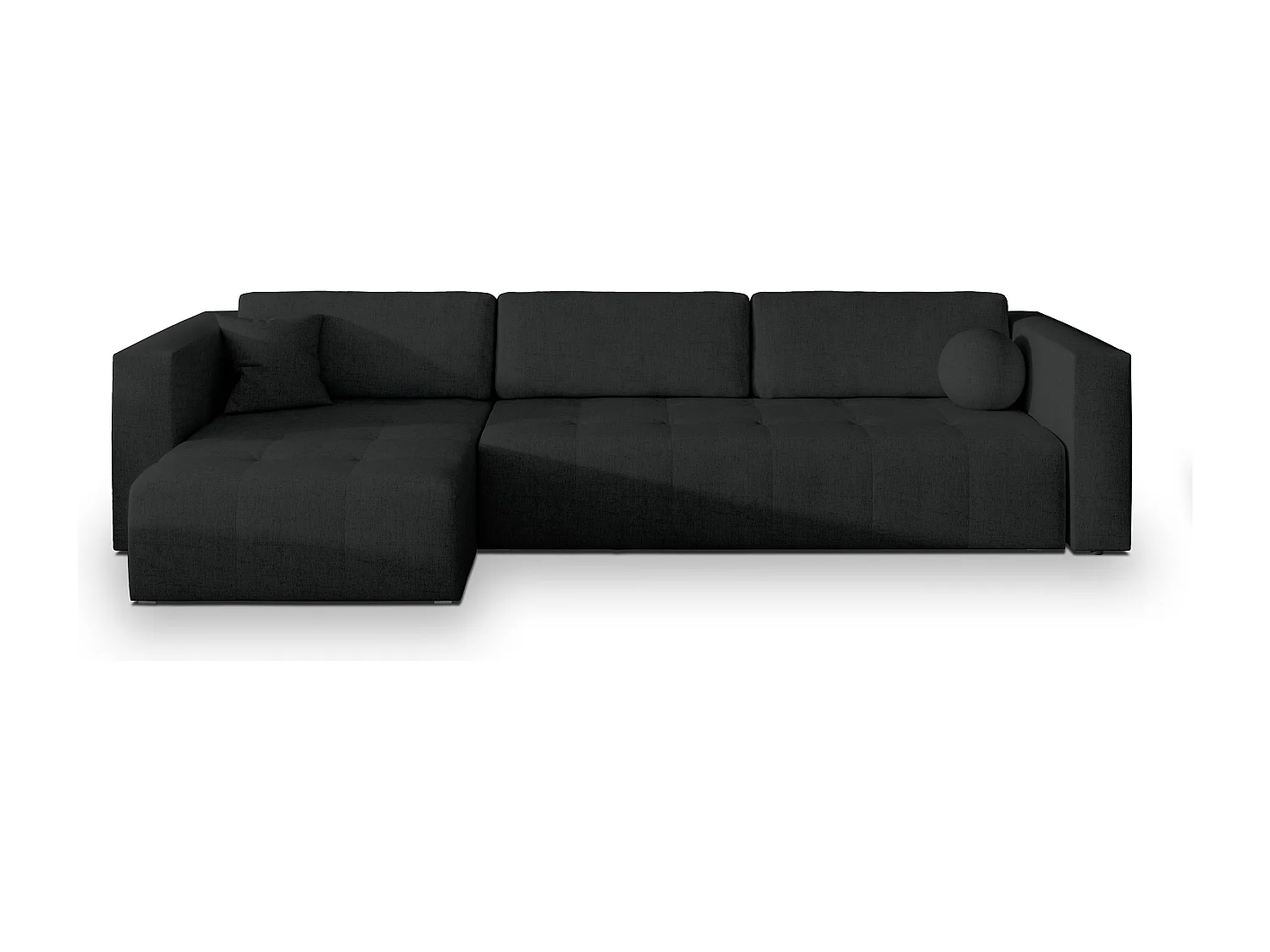 Canapé d'angle OLVERA en velours avec fonction couchage Noir
