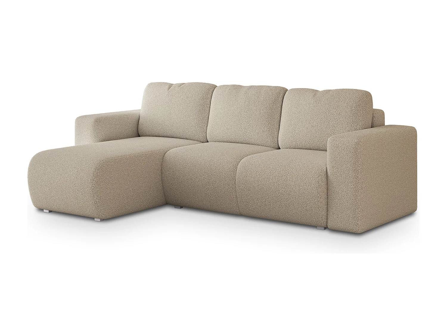 Hoekbank RINOVA van fluweel met slaapfunctie Beige