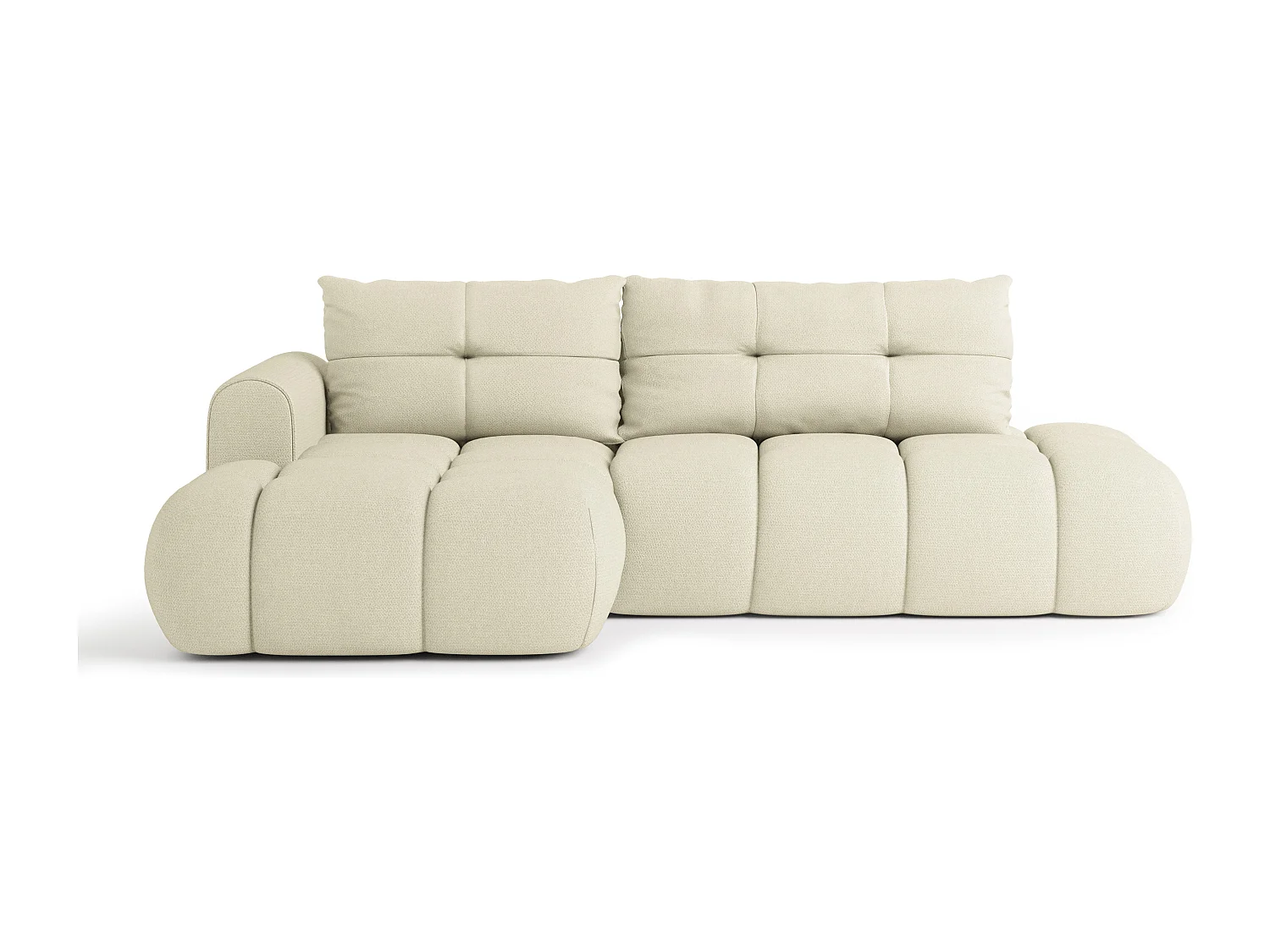 Hoekbank FLUMA van fluweel met slaapfunctie Creme