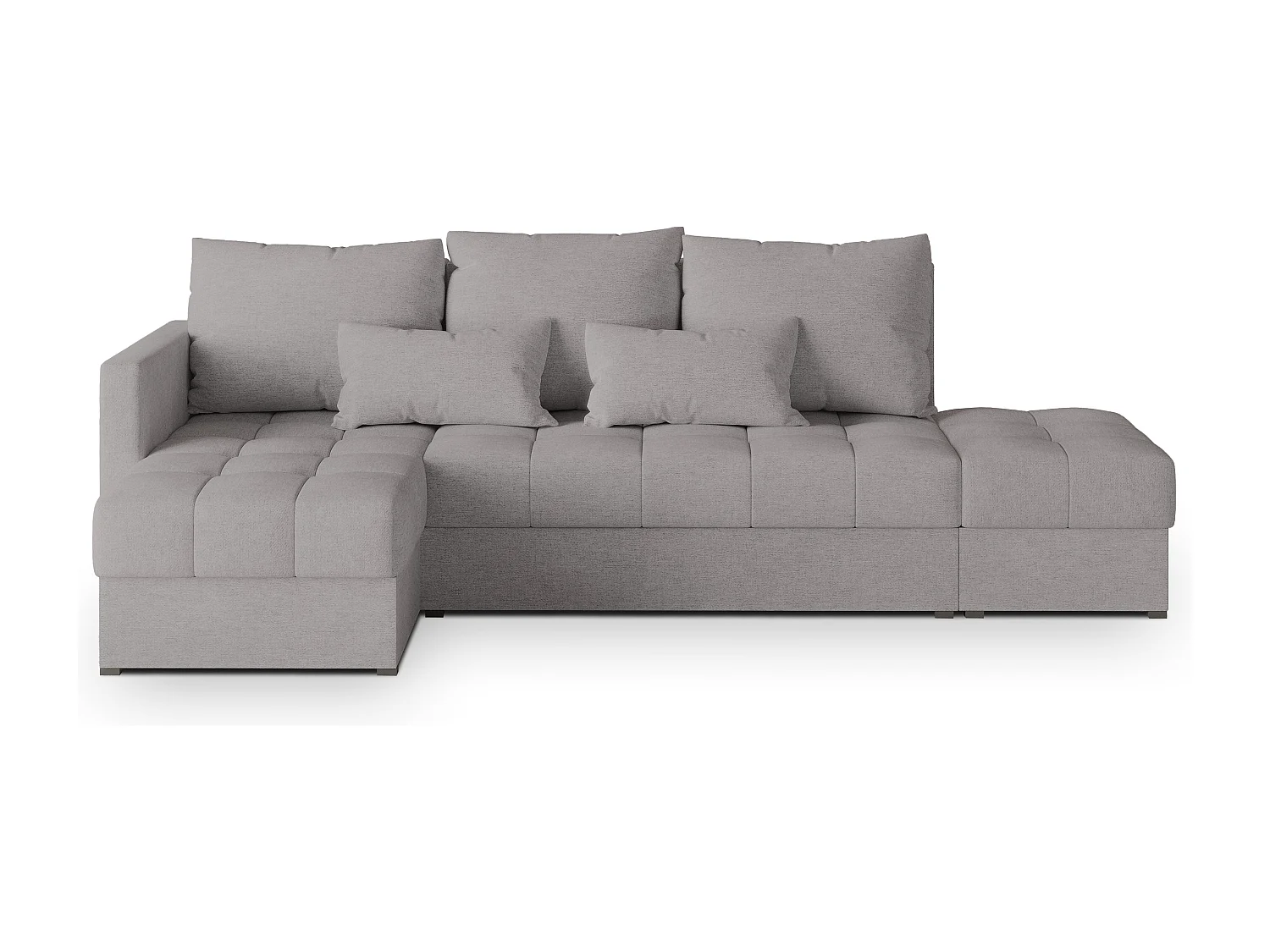 Canapé d'angle LUMARI en velours avec fonction couchage Gris clair