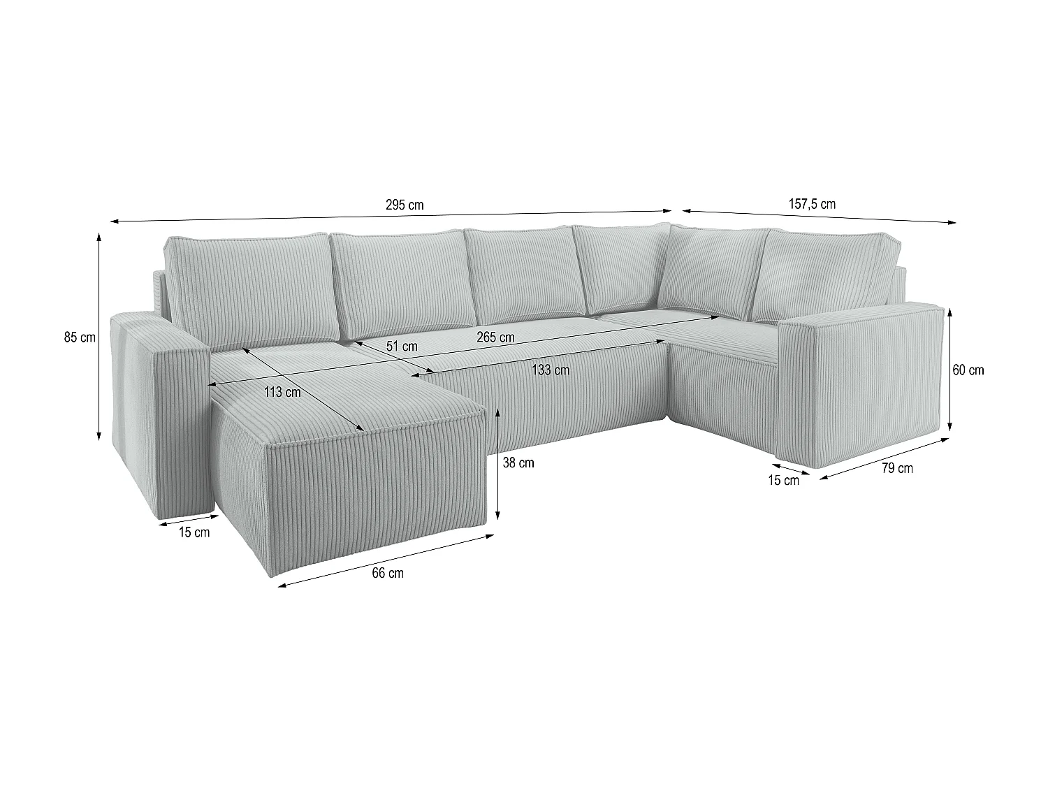 Hoekbank NORENA van fluweel met slaapfunctie Beige