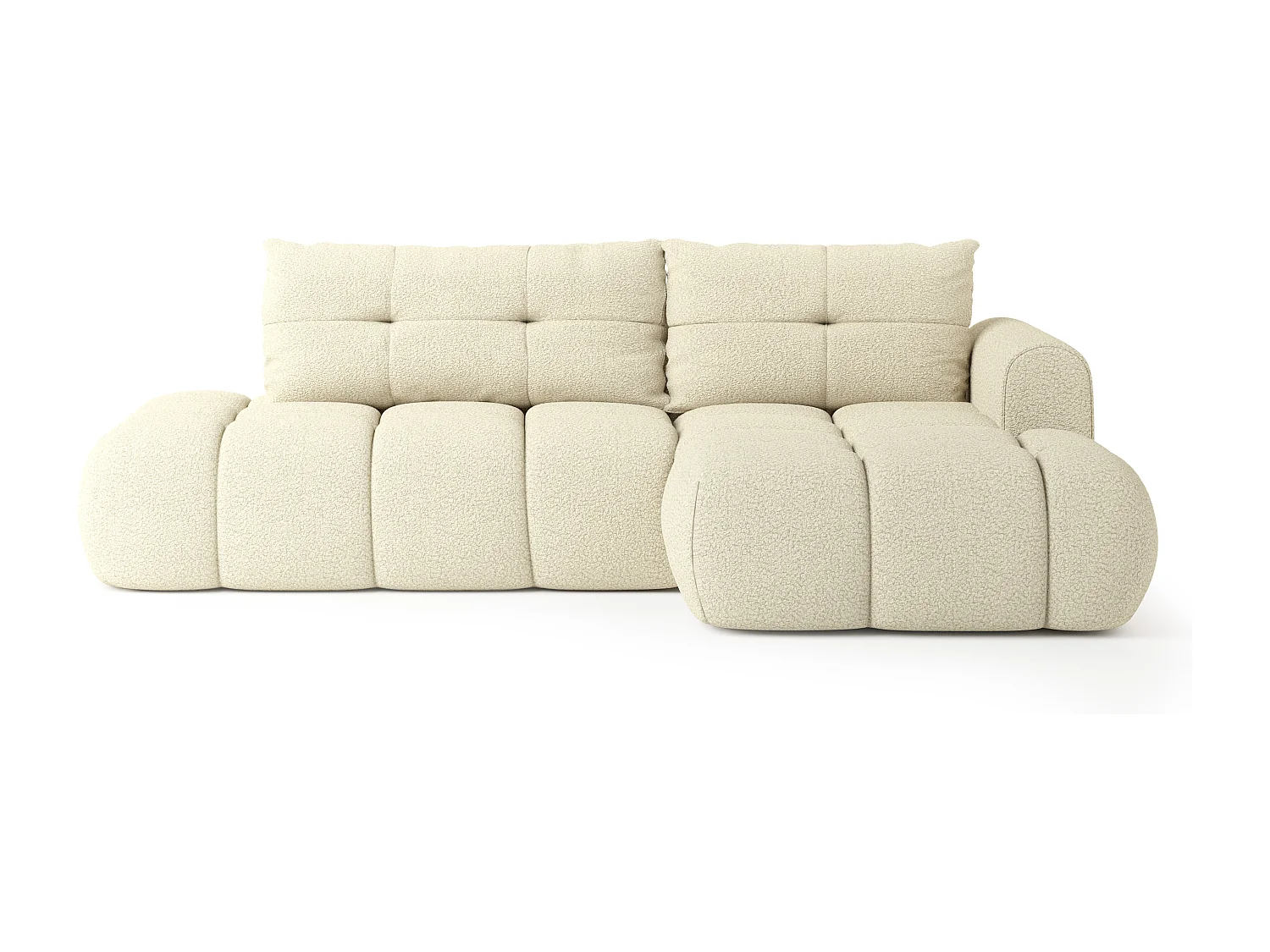 Hoekbank FLUMA van fluweel met slaapfunctie Creme