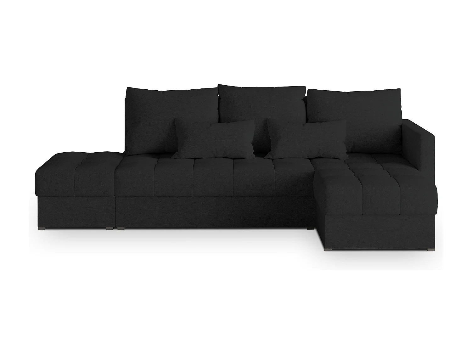 Canapé d'angle LUMARI en velours avec fonction couchage Noir
