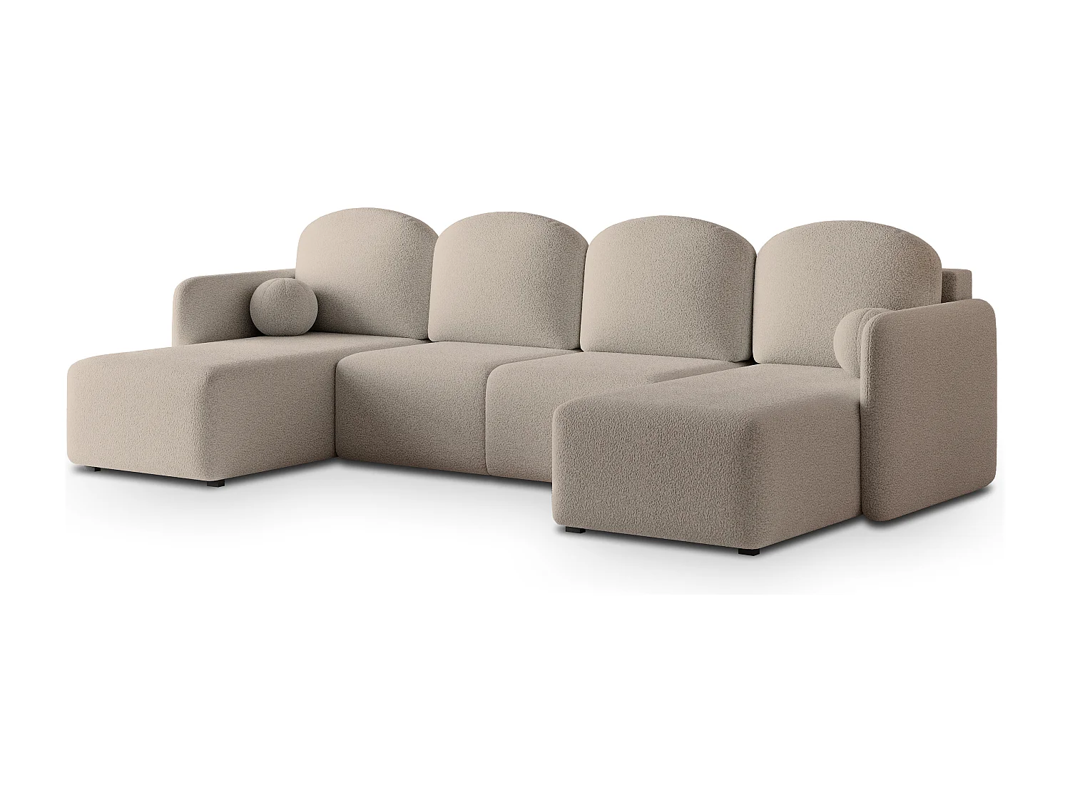 Hoekbank NUBERO van fluweel met slaapfunctie Beige