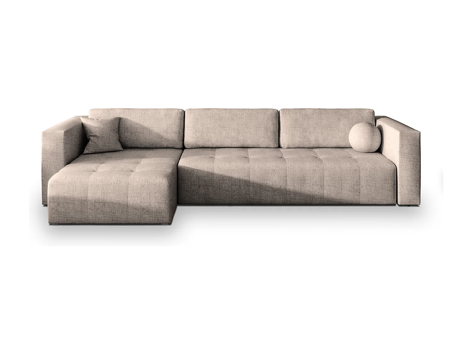 Hoekbank OLVERA van fluweel met slaapfunctie Beige