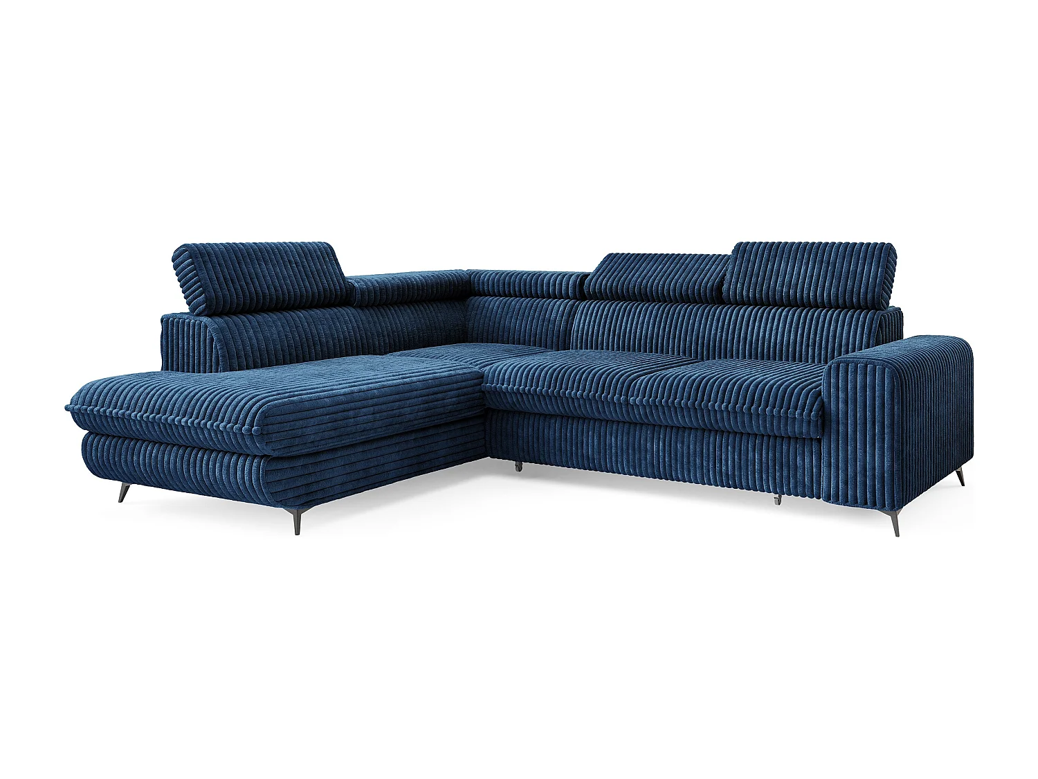 Hoekbank VELISS van fluweel met slaapfunctie Blau