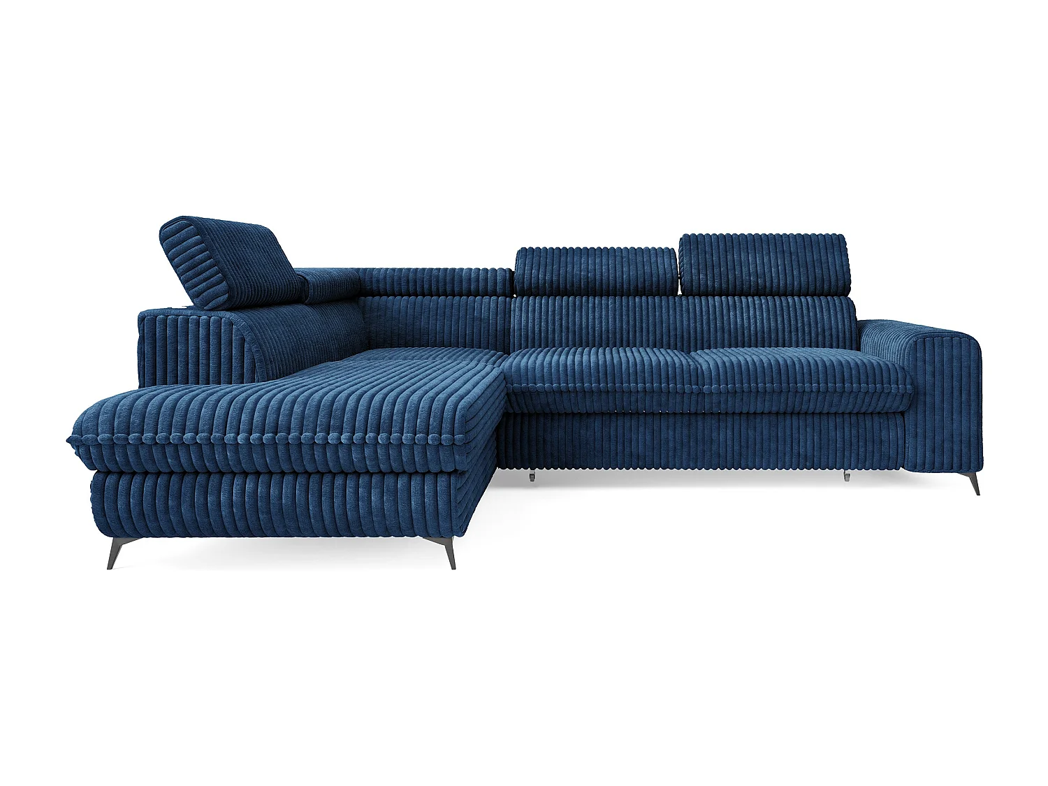 Hoekbank VELISS van fluweel met slaapfunctie Blau