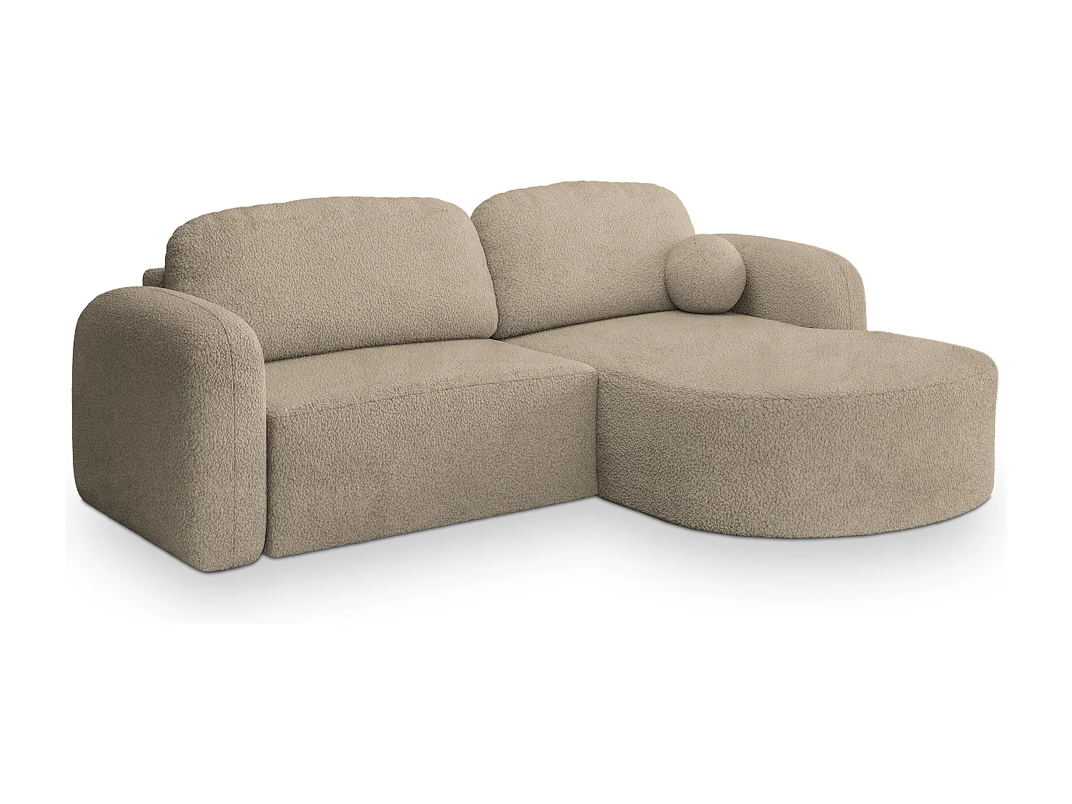 Hoekbank AMILIA van fluweel met slaapfunctie Beige
