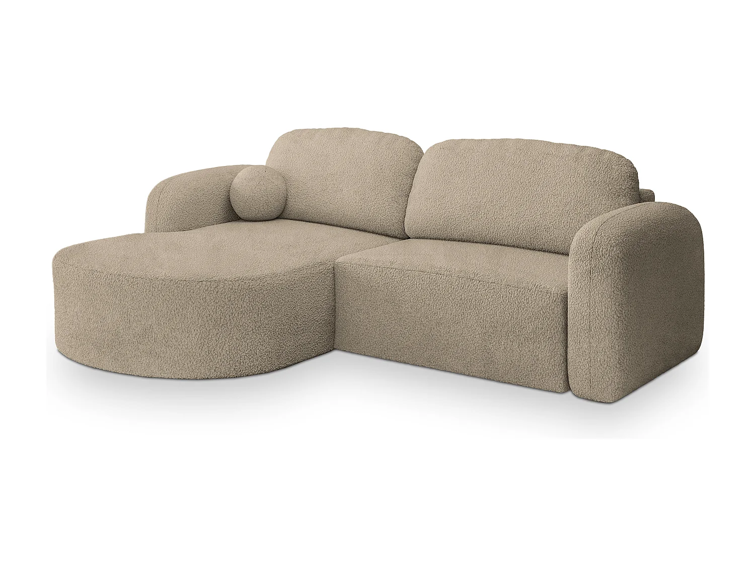 Hoekbank AMILIA van fluweel met slaapfunctie Beige