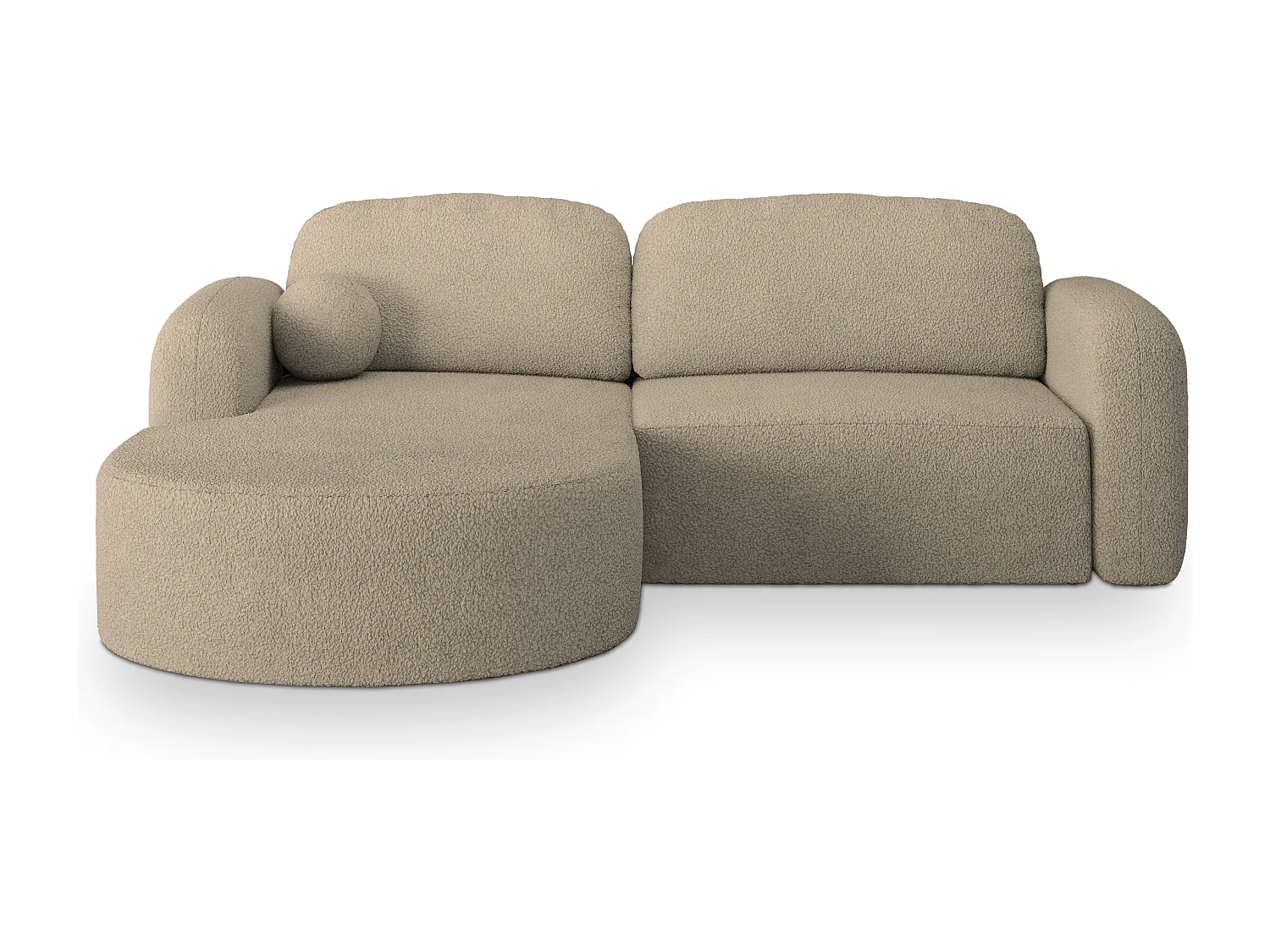 Hoekbank AMILIA van fluweel met slaapfunctie Beige