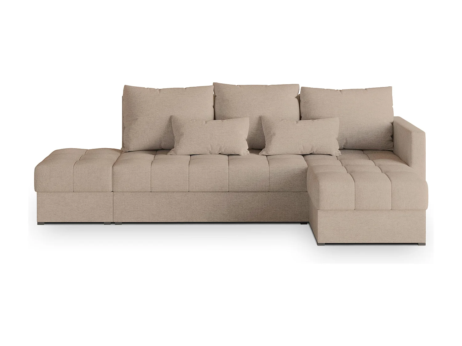 Canapé d'angle LUMARI en velours avec fonction couchage Beige