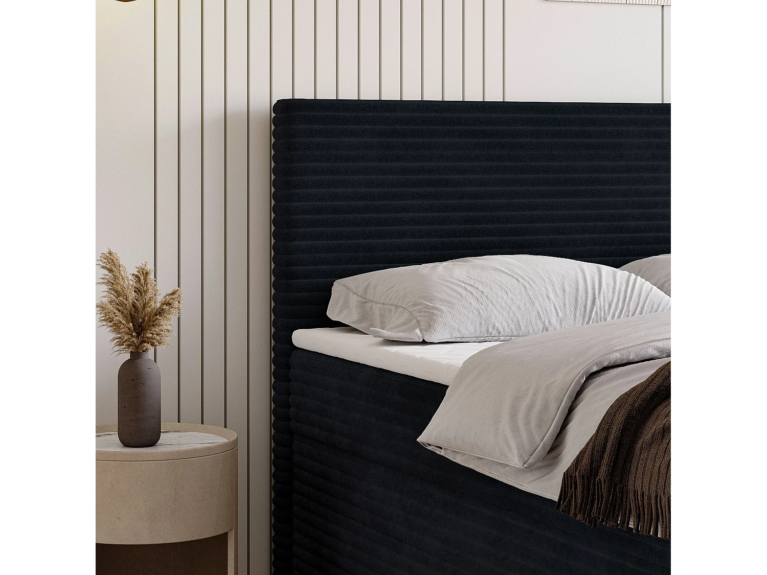 Boxspringbed NOLEN 140x200 cm Set met hoofdbord, bedbodem en matras, Zwart