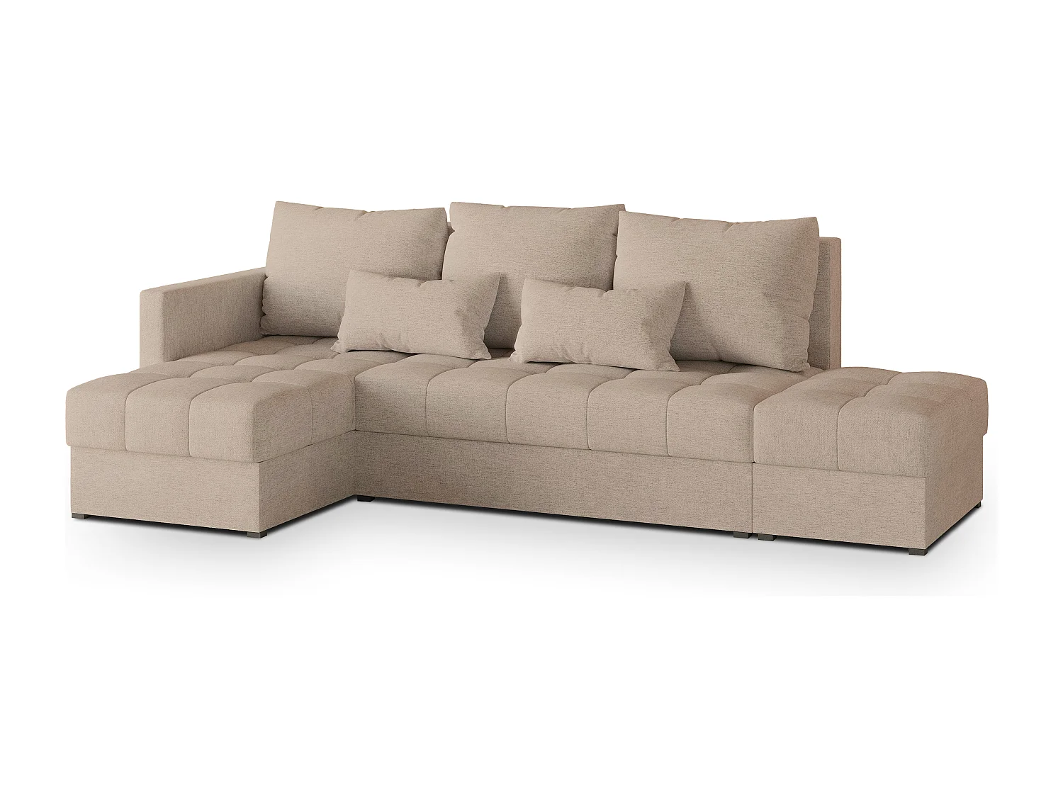 Hoekbank LUMARI van fluweel met slaapfunctie Beige