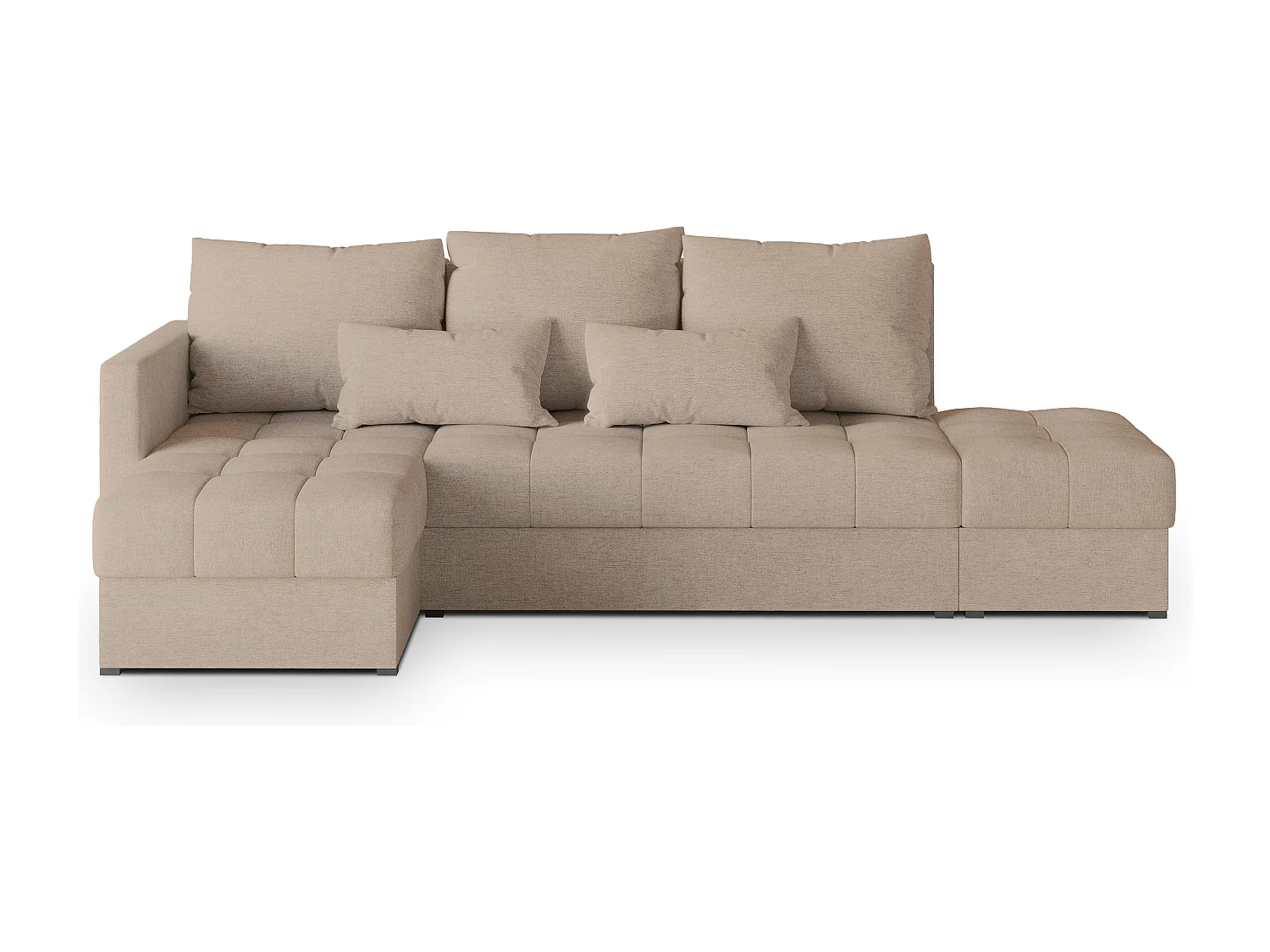 Hoekbank LUMARI van fluweel met slaapfunctie Beige
