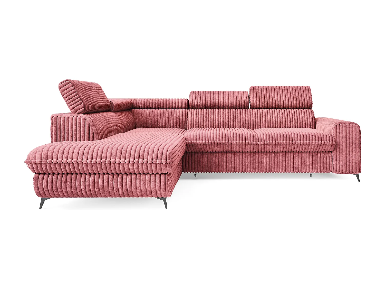 Hoekbank VELISS van fluweel met slaapfunctie Rosa