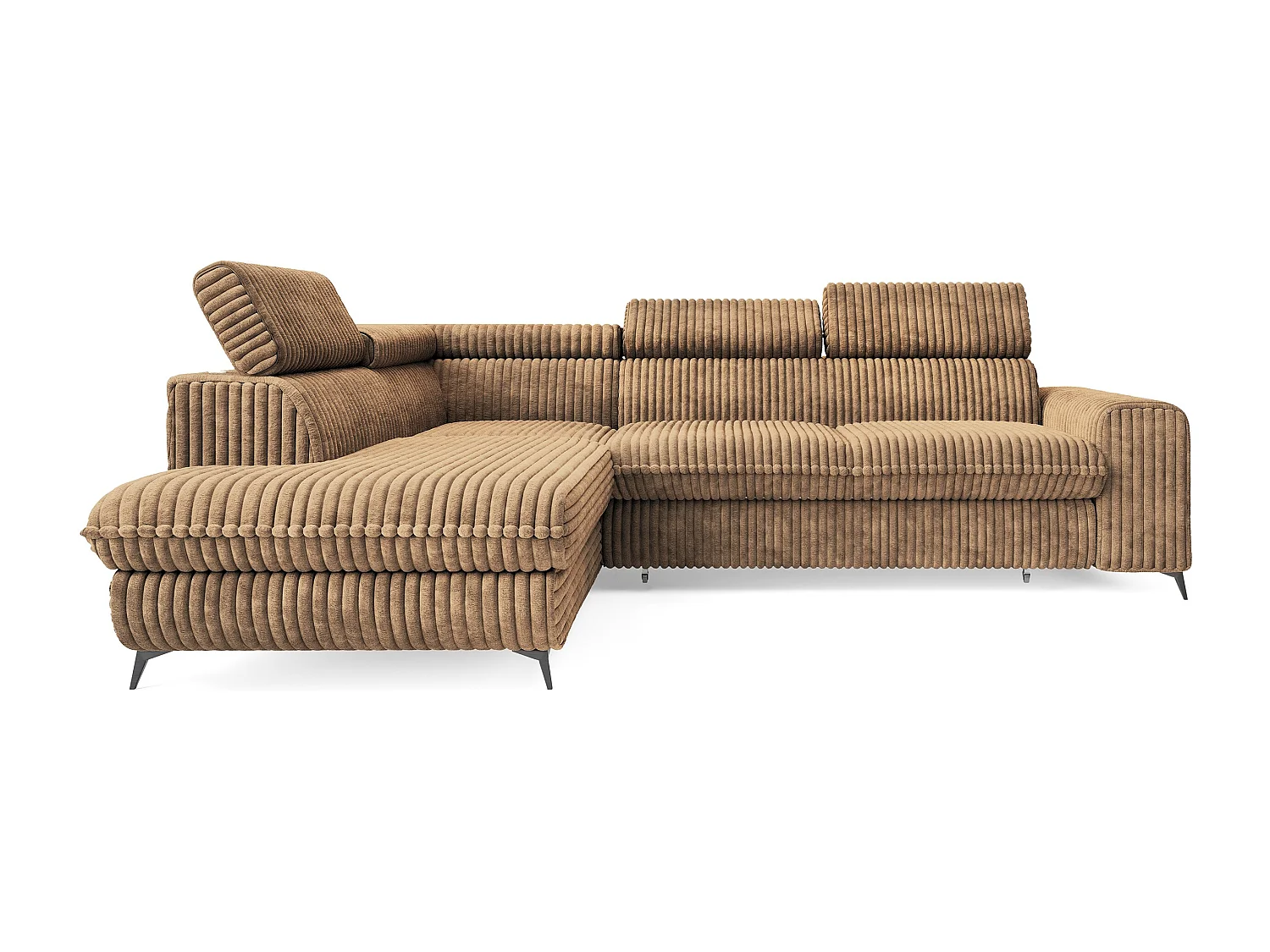 Hoekbank VELISS van fluweel met slaapfunctie Beige