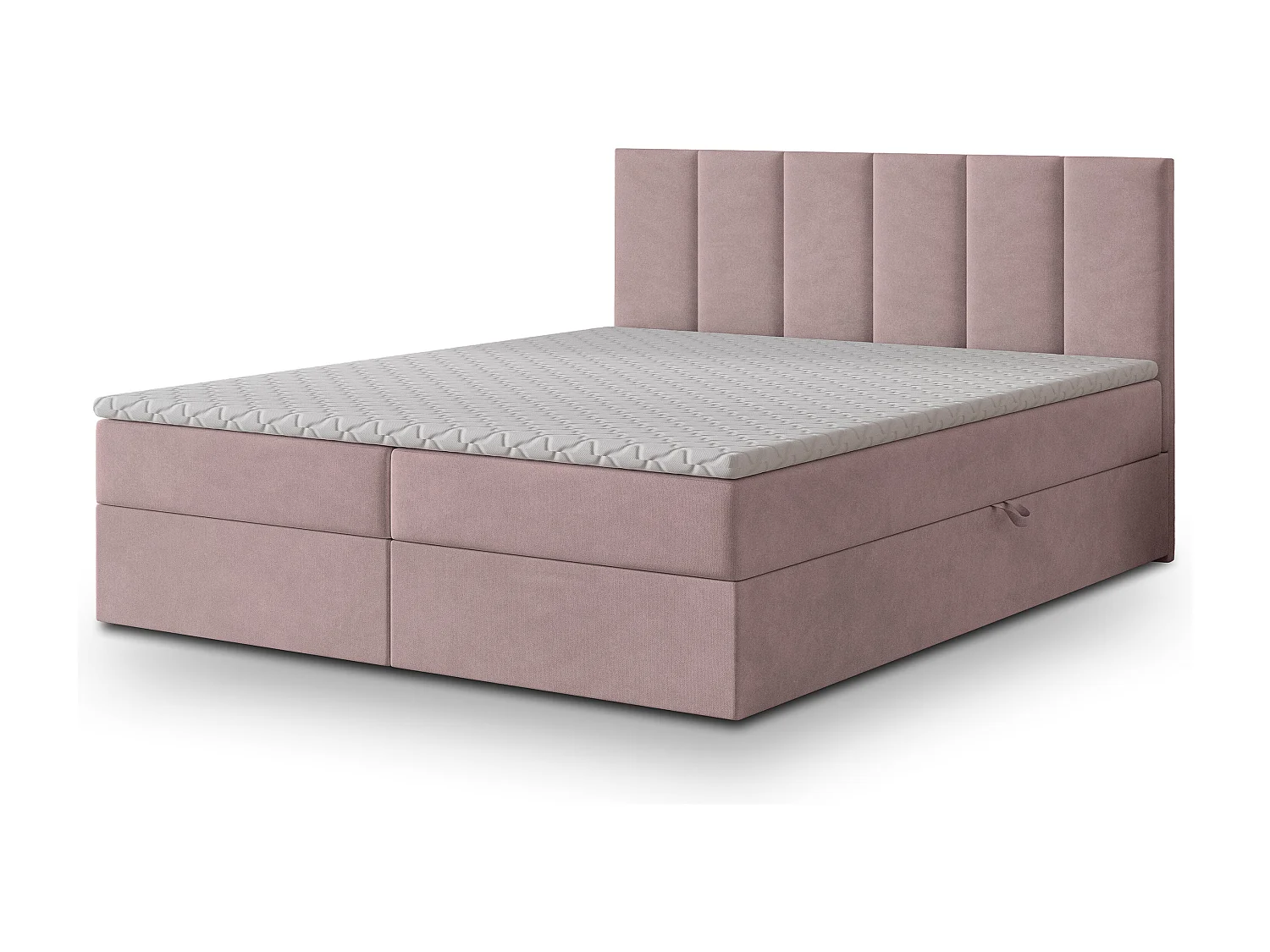 Lit continental MERIL, 140x200 cm, Tissu tressé, Rose