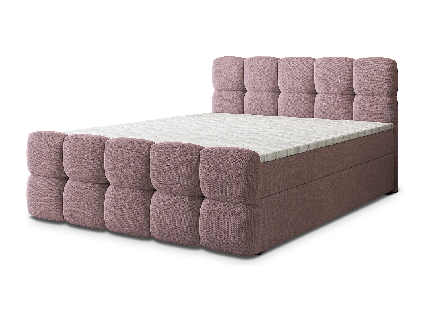 Boxspringbed BRUME 140x200 cm Set met hoofdbord, bedbodem en matras, Poederroze
