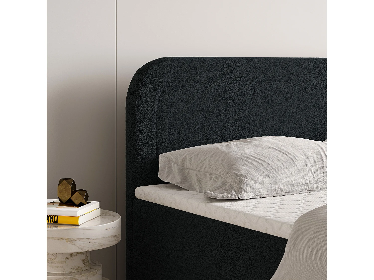 Boxspringbed ARMEL 140x200 cm Set met hoofdbord, bedbodem en matras, Zwart