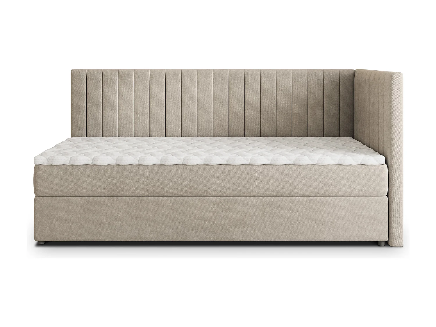 Boxspringbed ARIS 90x200 cm Set met hoofdbord, bedbodem en matras, Beige