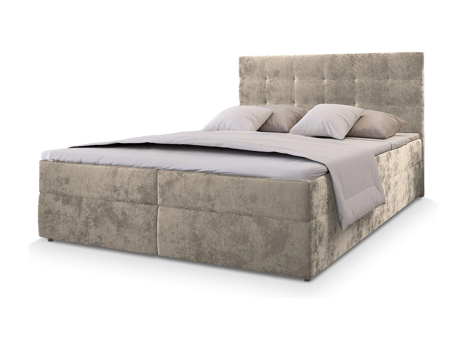 Boxspringbed GLOS 140x200 cm Set met hoofdbord, bedbodem en matras, Beige