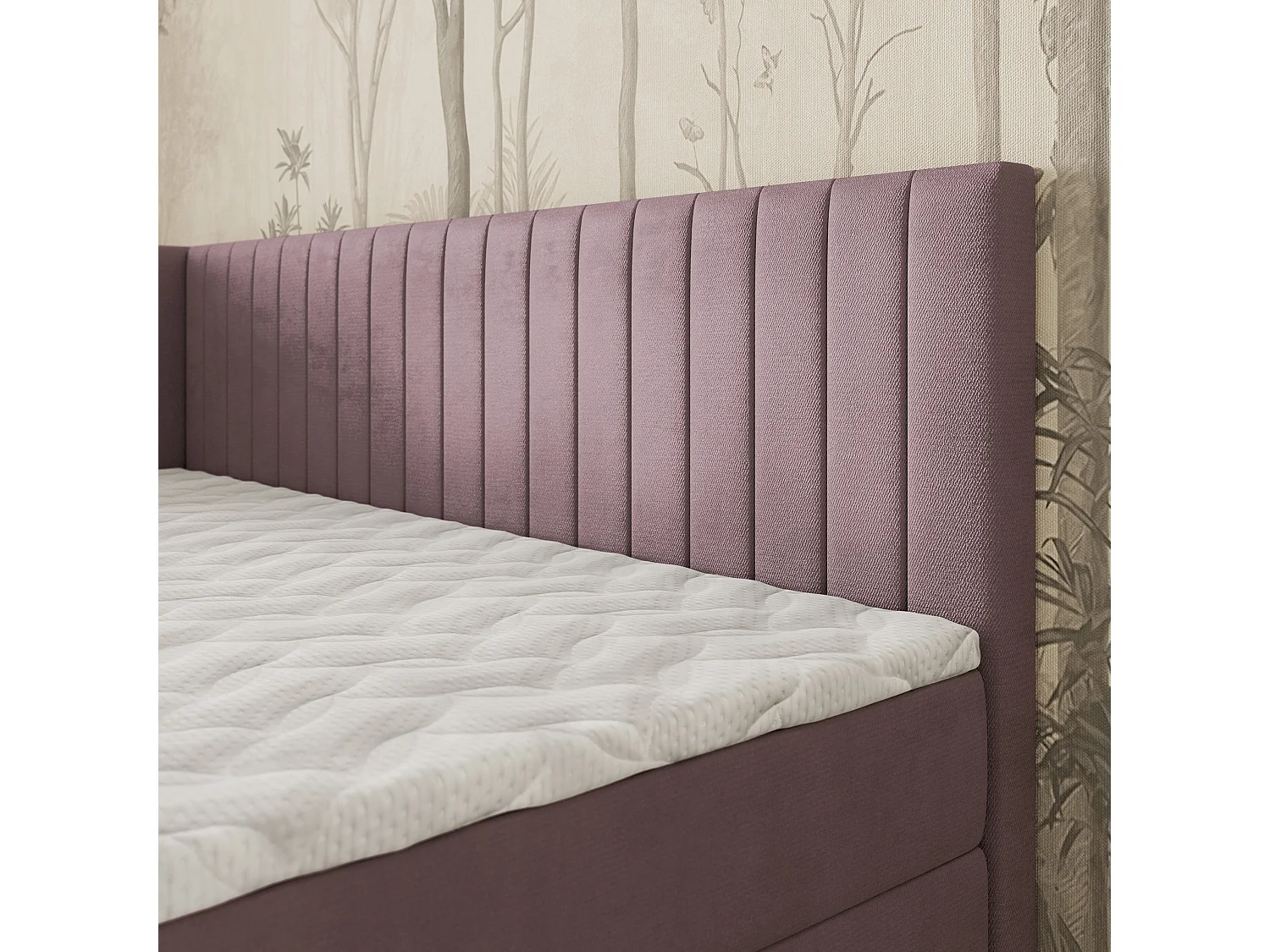 Boxspringbed ARIS 80x200 cm Set met hoofdbord, bedbodem en matras, Poederroze