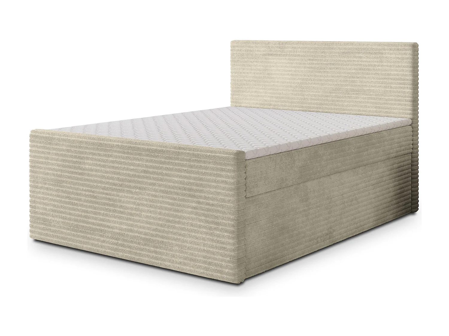 Boxspringbed NOLEN 180x200 cm Set met hoofdbord, bedbodem en matras, Crème