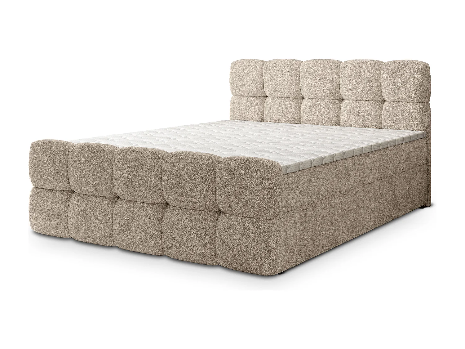 Boxspringbed BRUME 180x200 cm Set met hoofdbord, bedbodem en matras, Beige