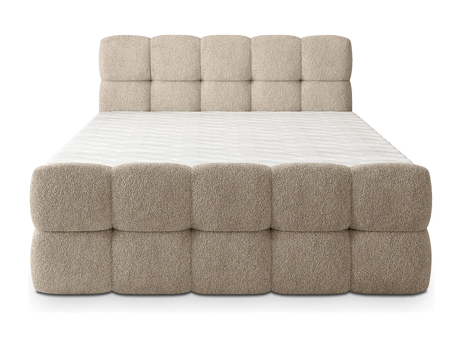 Boxspringbed BRUME 180x200 cm Set met hoofdbord, bedbodem en matras, Beige