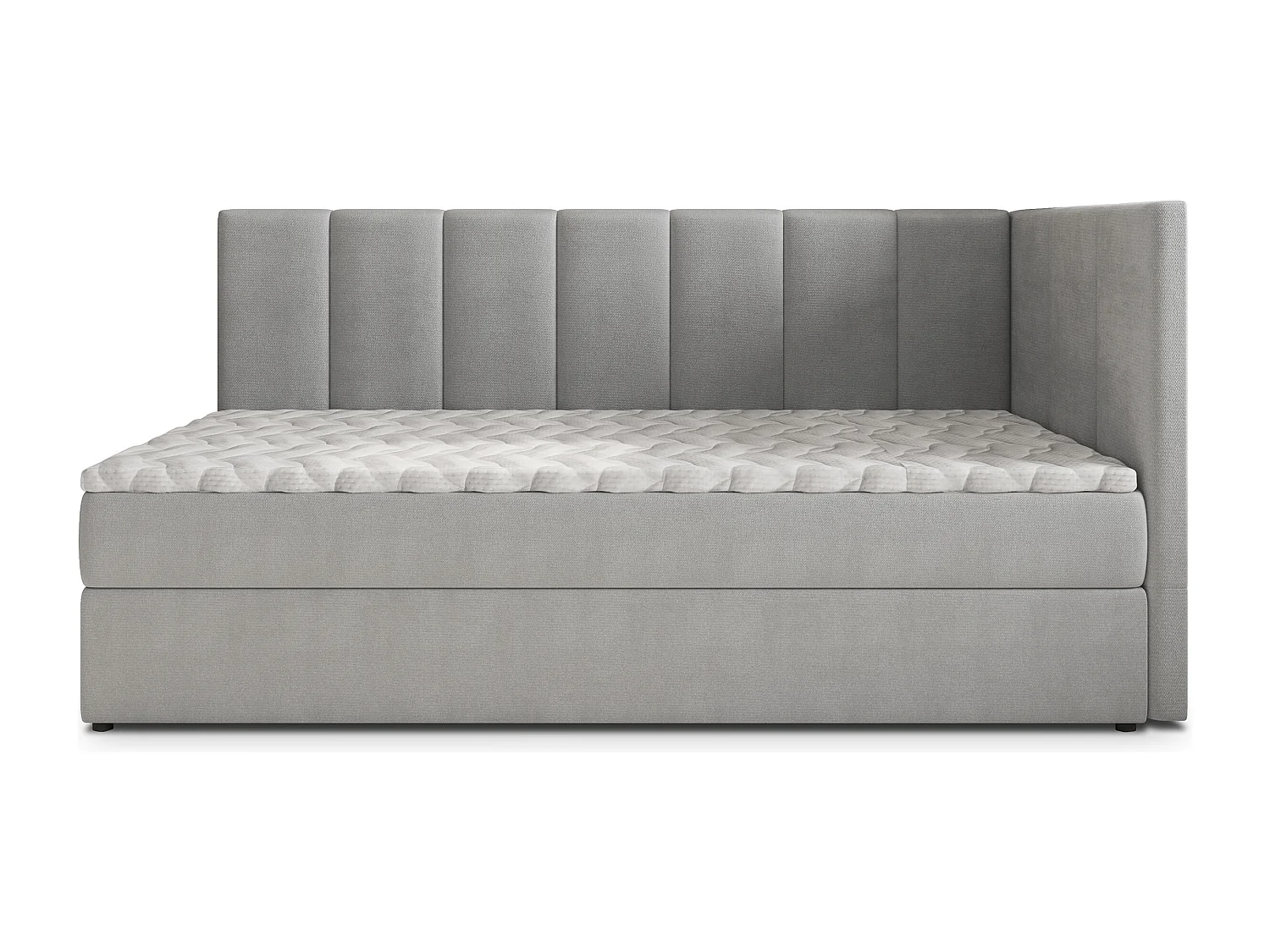 Boxspringbed BEVE 100x200 cm Set met hoofdbord, bedbodem en matras, Lichtgrijs