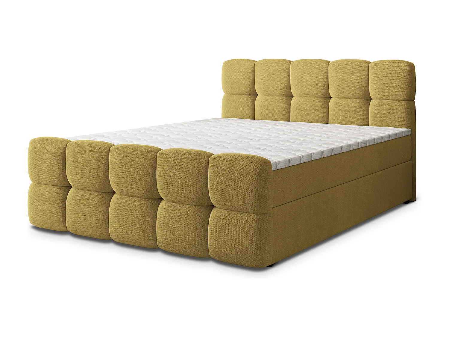 Boxspringbed BRUME 180x200 cm Set met hoofdbord, bedbodem en matras, Geel
