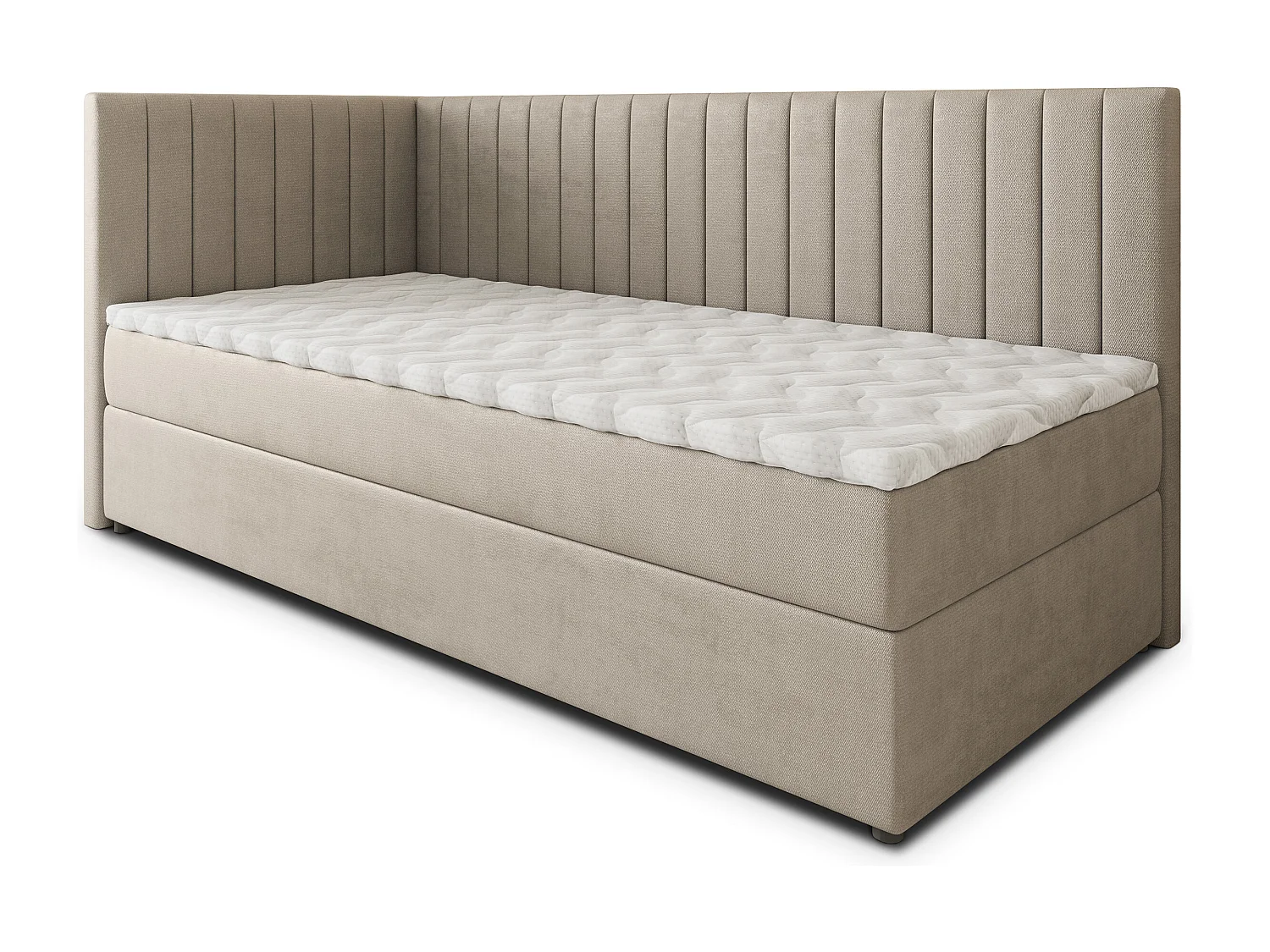 Boxspringbed ARIS 80x200 cm Set met hoofdbord, bedbodem en matras, Beige
